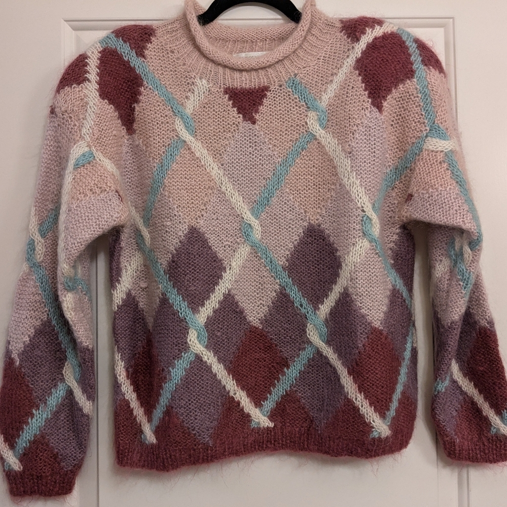 Vintage Mohair Sweater, Mauve/Pink, Rebecca Stone, Sz M